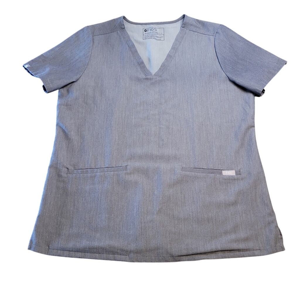 Figs Women’s Casma Scrub Top Sz Large Graphite Gray Large V-neck Three-Pocket